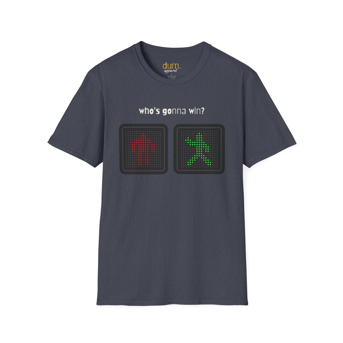 Traffic Light T-Shirt — "Who's Gonna Win?" Pedestrian vs Car Graphic Tee