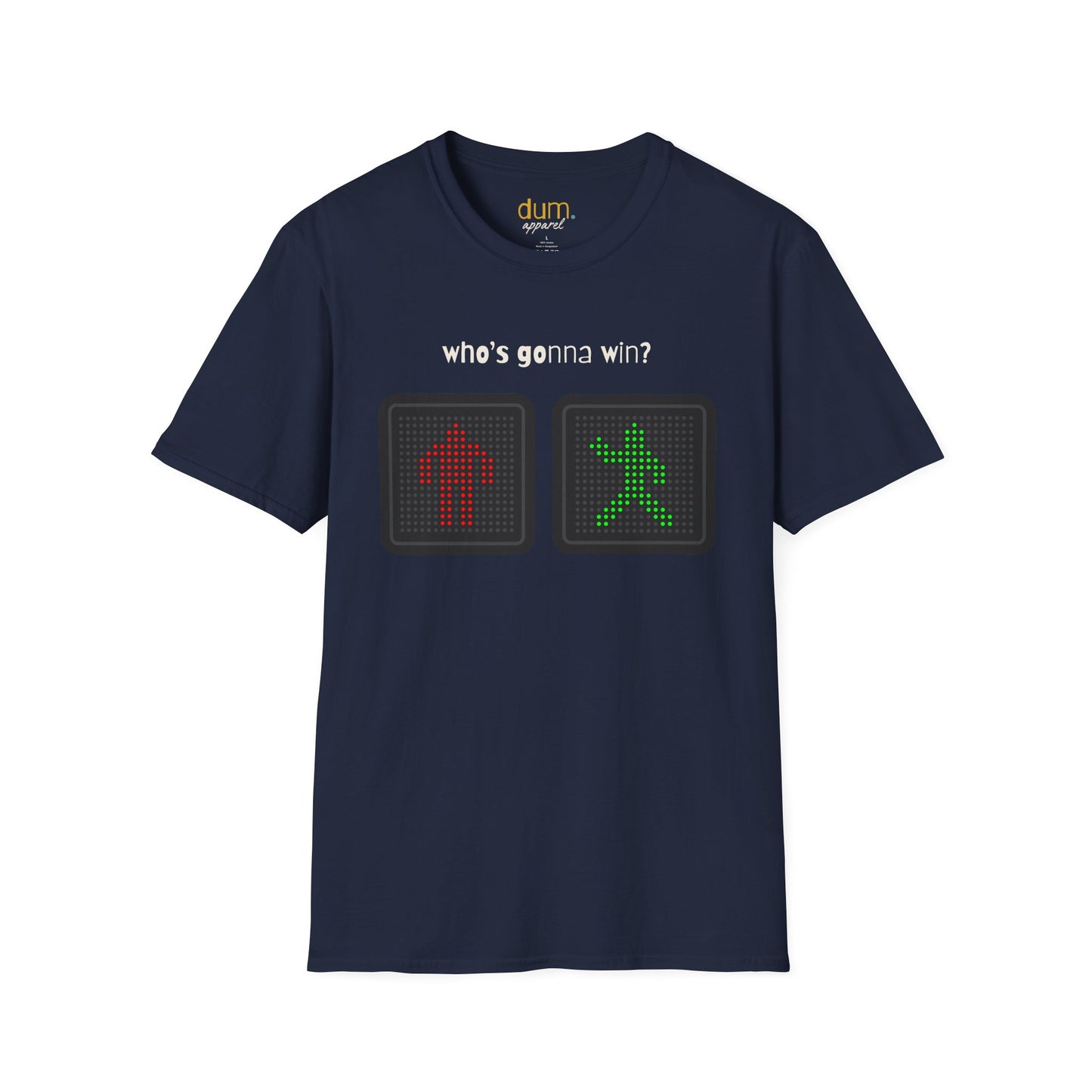 Traffic Light T-Shirt — "Who's Gonna Win?" Pedestrian vs Car Graphic Tee