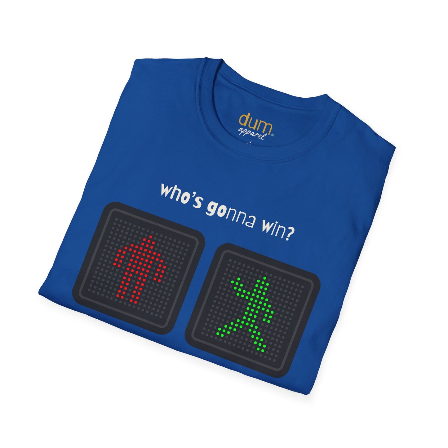Traffic Light T-Shirt — "Who's Gonna Win?" Pedestrian vs Car Graphic Tee