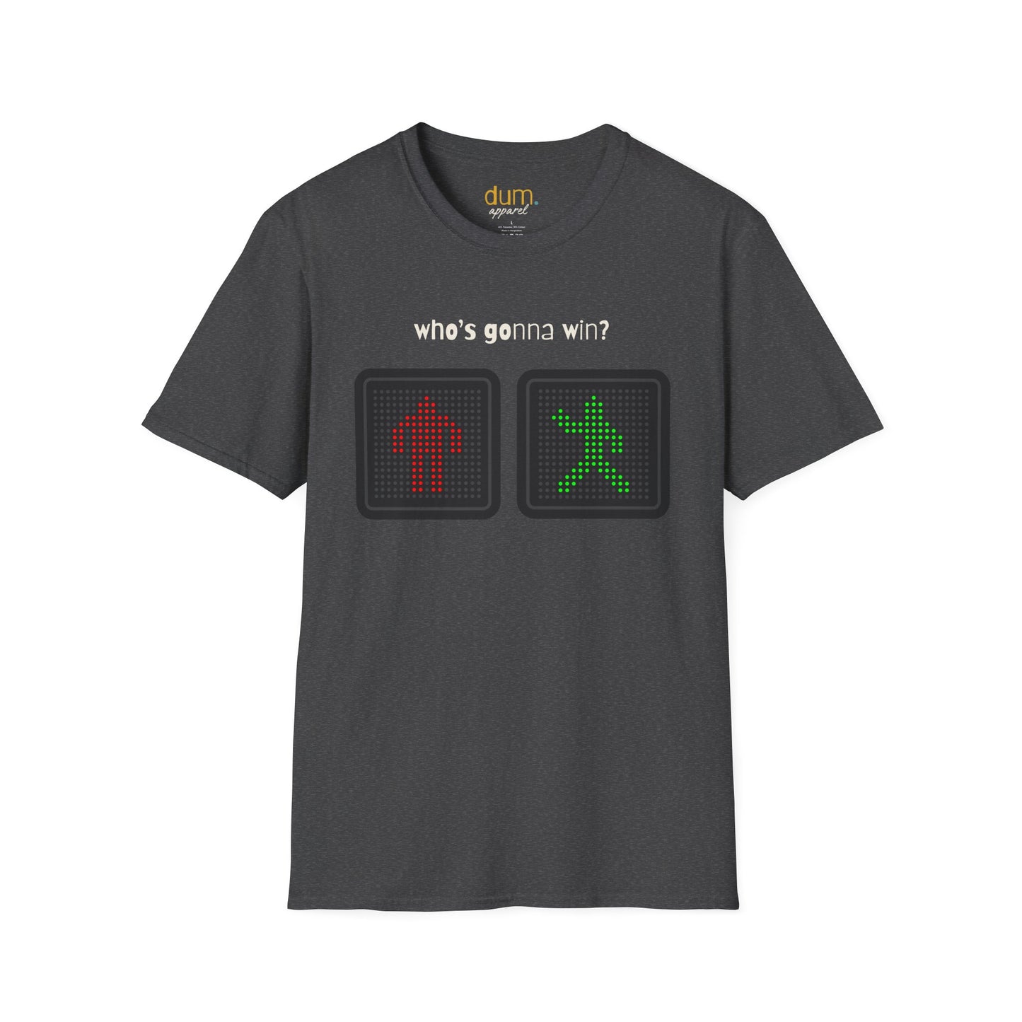 Traffic Light T-Shirt — "Who's Gonna Win?" Pedestrian vs Car Graphic Tee
