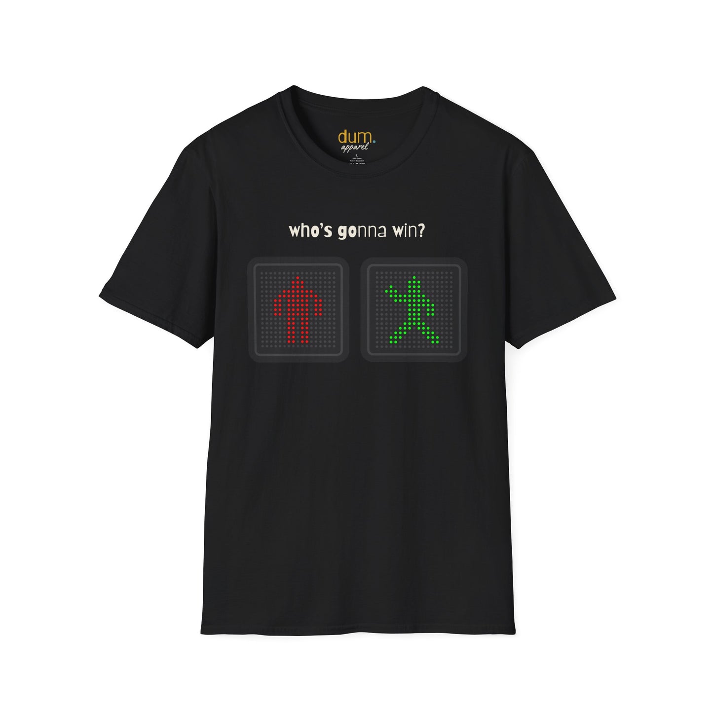 Traffic Light T-Shirt — "Who's Gonna Win?" Pedestrian vs Car Graphic Tee