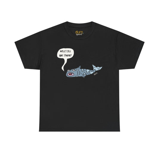 Shark Cartoon Tee — "Whatcha Got There?" Funny Ocean Graphic T‑Shirt