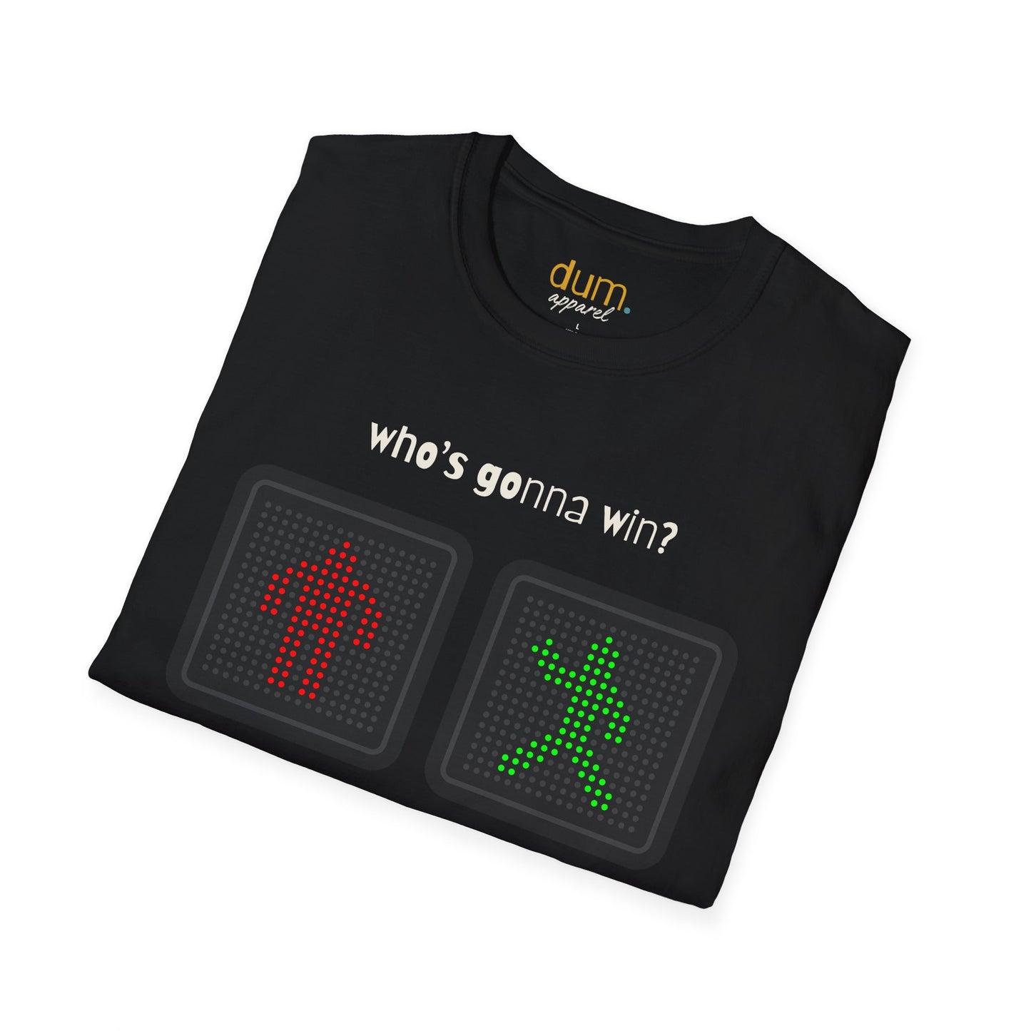 Traffic Light T-Shirt — "Who's Gonna Win?" Pedestrian vs Car Graphic Tee